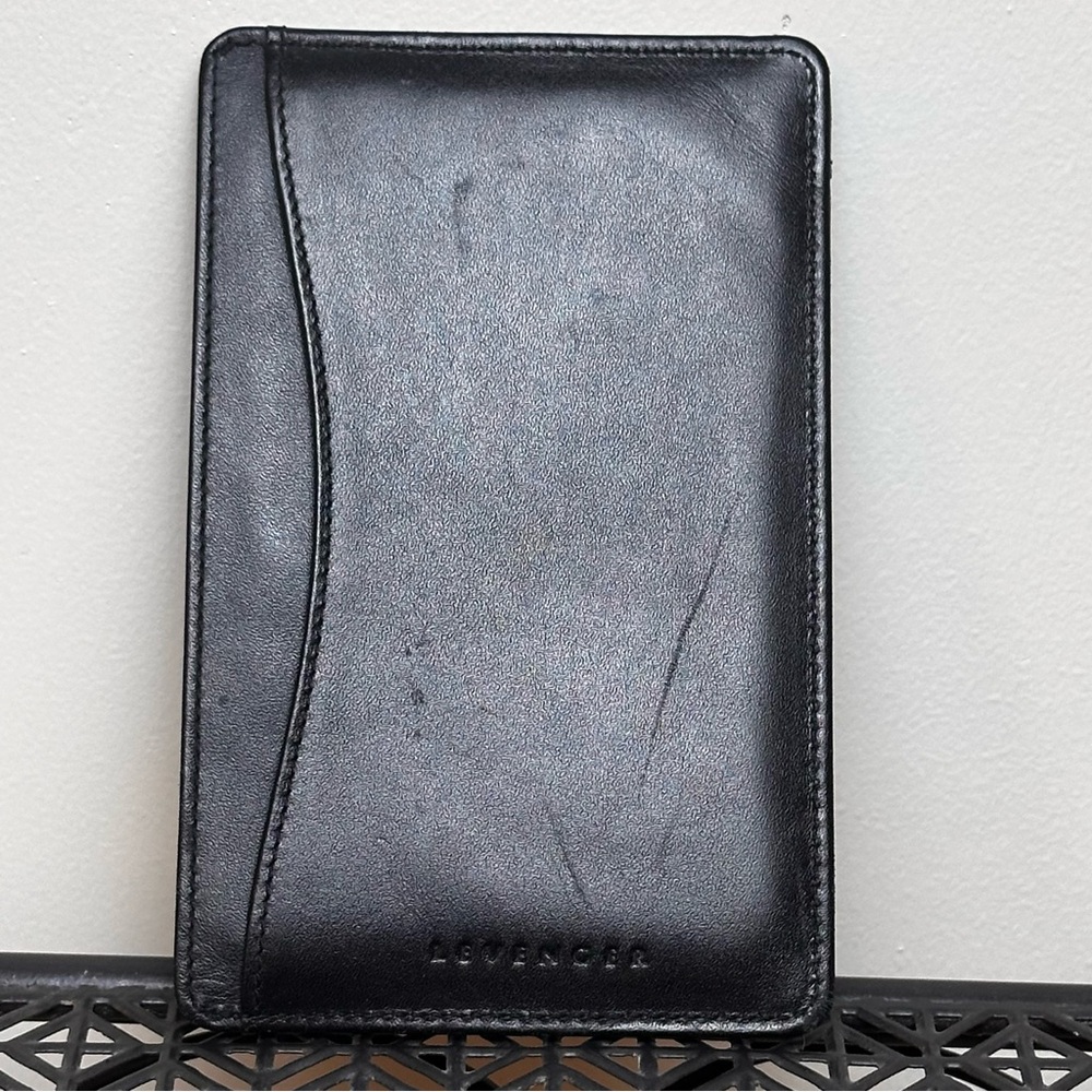 Levenger Black Leather Shirt Pocket Brief Travel Note Jotter Holder Magnifier